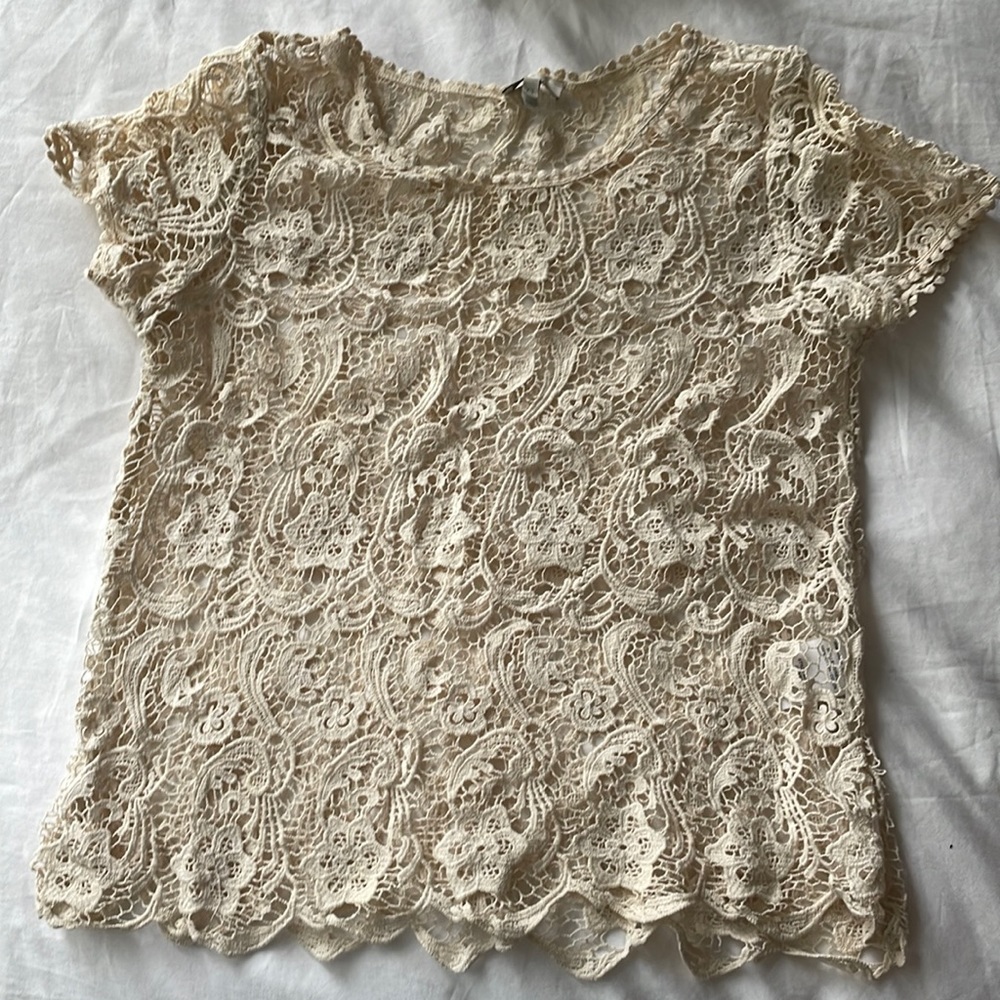 Joie Ivory Crochet Top, Size XS